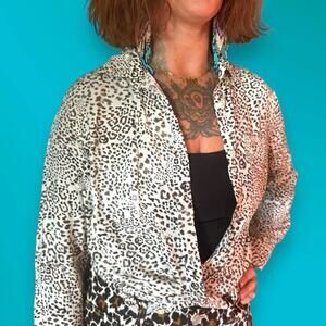 Leopard Blouse  Small Long Sleeved Button Down
